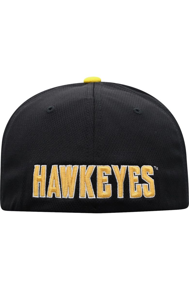 TOP OF THE WORLD Men's Top of the World Black/Gold Iowa Hawkeyes Two-Tone Reflex Hybrid Tech Flex Hat, Alternate, color, Black