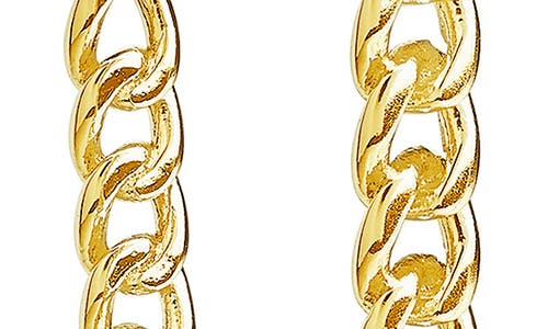 Sterling Forever Square Cuban Link Hoop Earrings In Gold