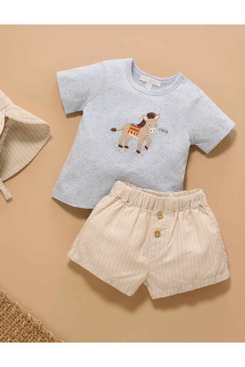 Linen Blend Short and Tee Set, Alternate, color, Taco Stripe