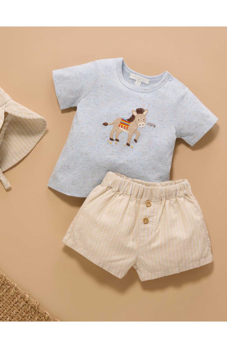 Purebaby Linen Blend Short and Tee Set, Alternate, color, Taco Stripe