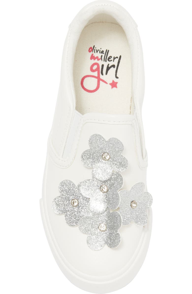 OLIVIA MILLER Glitter Flower Slip-On Sneakers, Alternate, color,