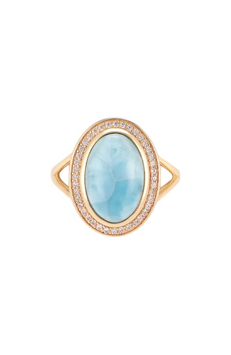 Larimar Halo Ring