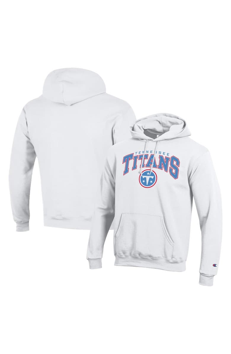 Champion Men's Champion White Tennessee Titans Powerblend Arch over Logo Hoodie, Main, color, White