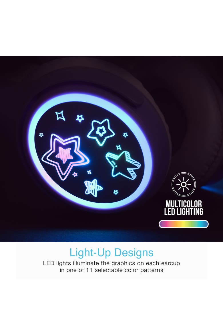 KidJamz KJ65U Safe Listening USB-C Over-Ear Headphones for Kids with LED Lights, Alternate, color, Lavender