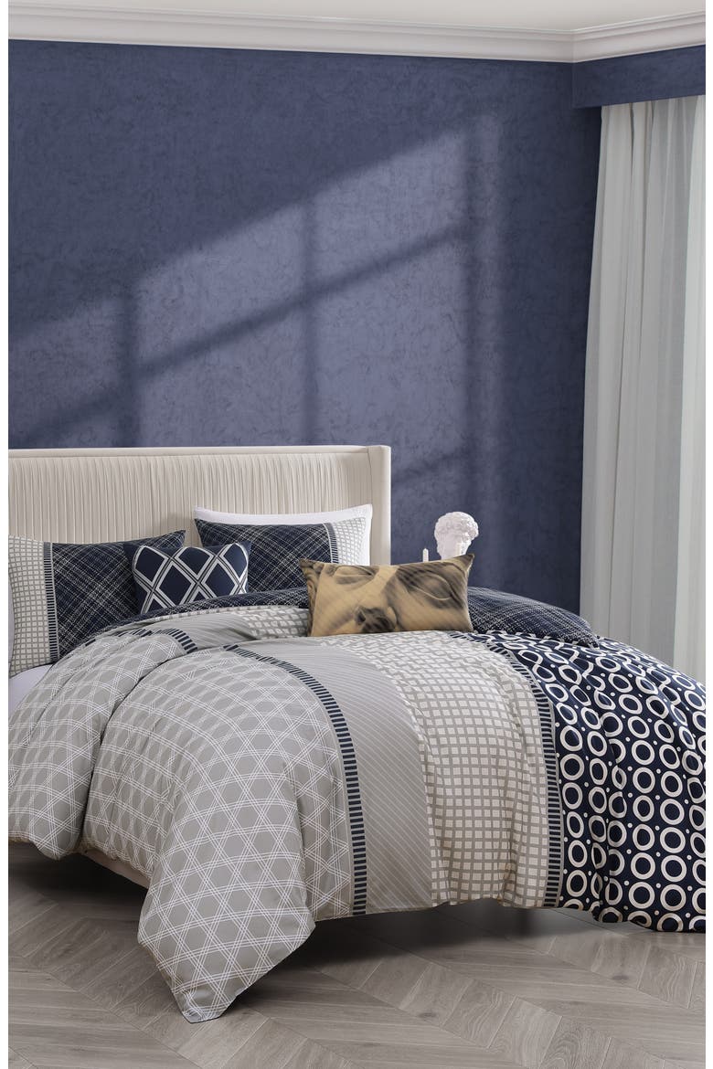 Vertigeo Reversible Cotton Sateen Comforter Set, Main, color, BLUE