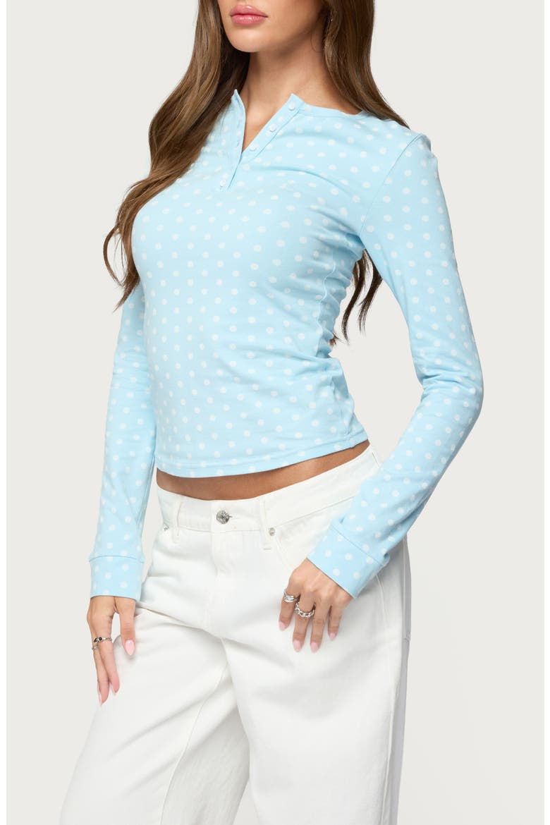 Keana Dot Crop Henley Top, Alternate, color, LIGHT-BLUE