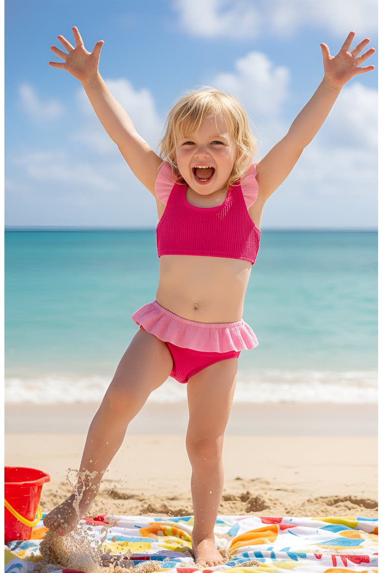 Infant Crinkle Ruffle Bikini, Alternate, color, Pink