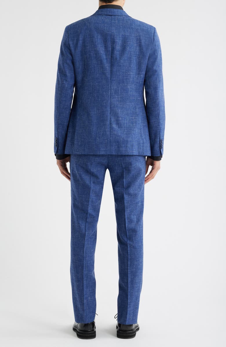 Varick Slim Fit Blue Slub Wool & Linen Blend Suit