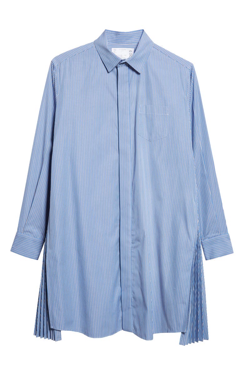 Sacai Stripe Long Sleeve Poplin Shirtdress, Alternate, color, Blue Stripe