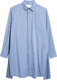 Sacai Stripe Long Sleeve Poplin Shirtdress
