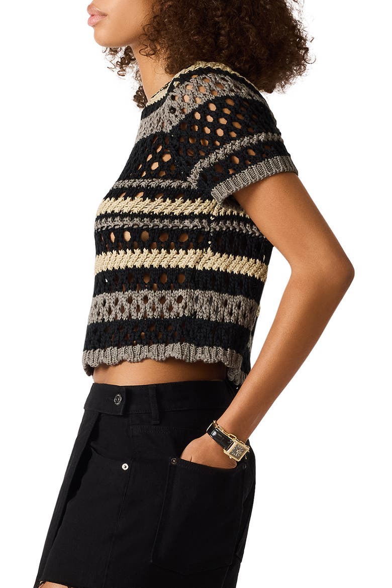 Wila Striped Open Knit Crop Sweater, Alternate, color, MULTI