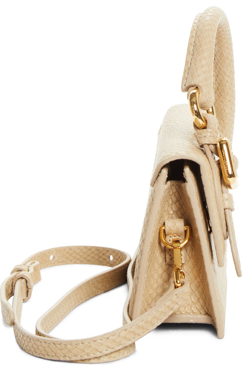 Jacquemus The Long Chiquito Embossed Leather Top Handle Bag, Alternate, color, Light Beige 130