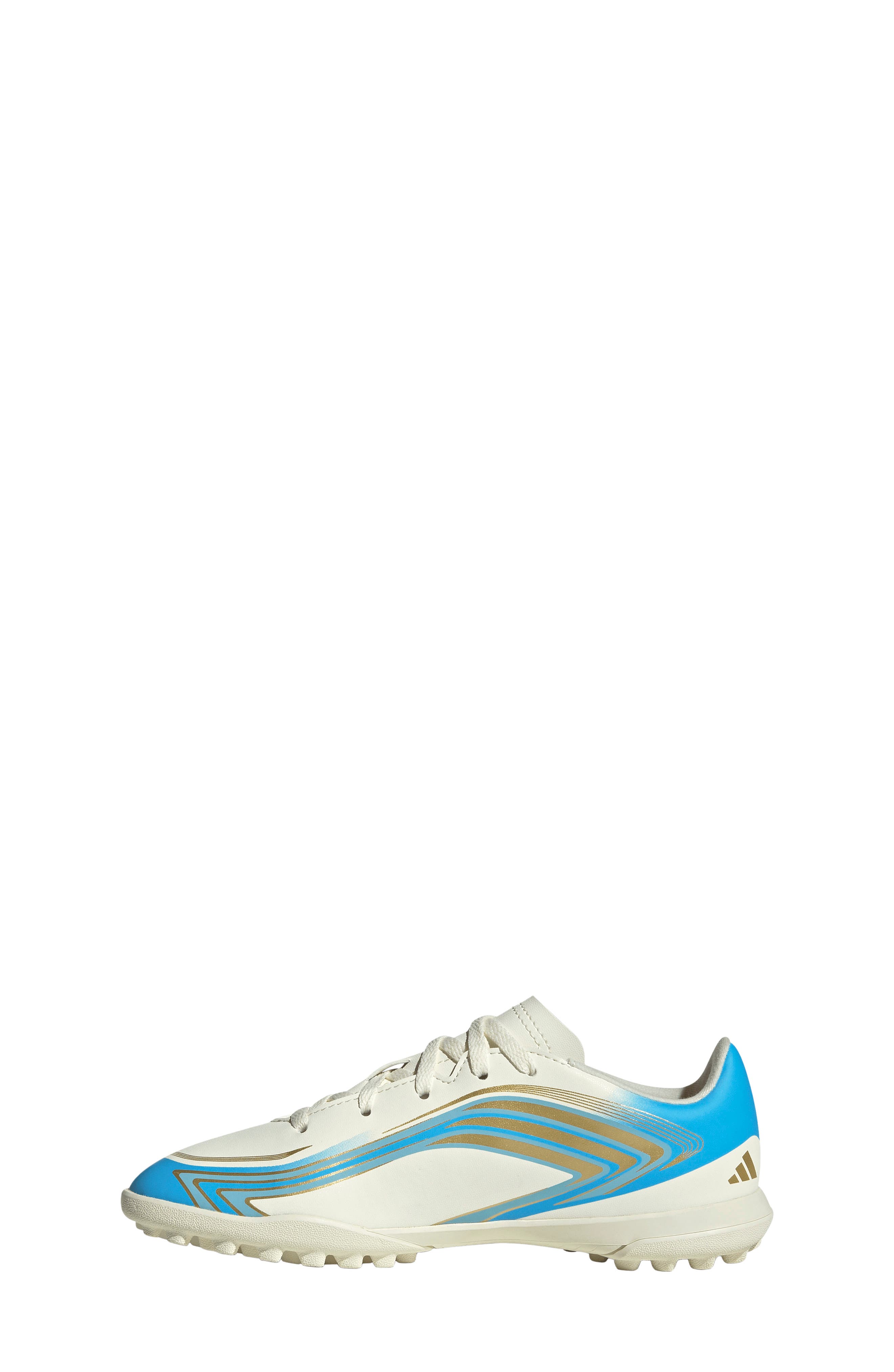 Kids' F50 Messi Club Turf Soccer Shoe, Alternate, color, IVORY/ SEMI BLUE / ICEY BLUE