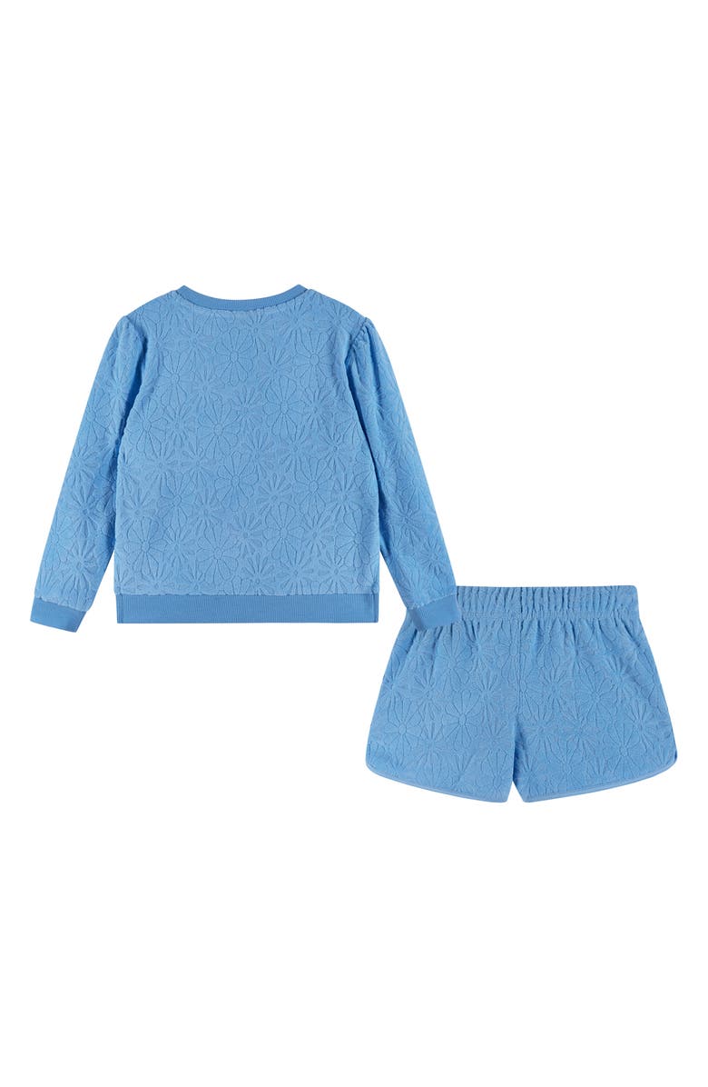 Andy & Evan Kids' Terry Cloth Sweatshirt & Shorts, Alternate, color, Blue Floral