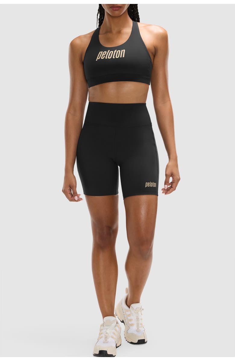 Peloton Cadent 7" High Rise Pocket Bike Short, Alternate, color, Black - Peloton Wordmark