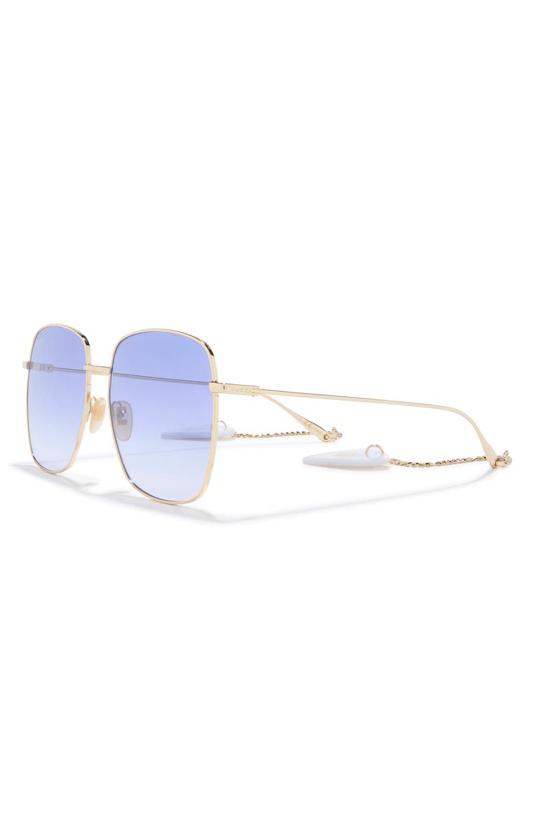 Gucci 59mm Square Sunglasses, Alternate, color, Gold Gold Violet