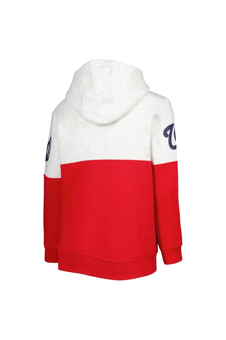 Youth Heather Gray/Red Washington Nationals Playmaker Pullover Hoodie, Alternate, color, Red