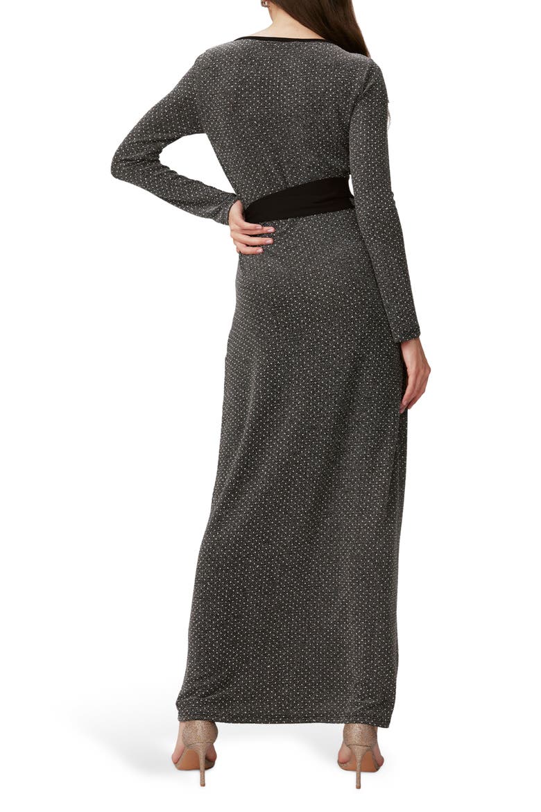 Simona Long Sleeve Faux Wrap Maxi Dress, Alternate, color, GREY