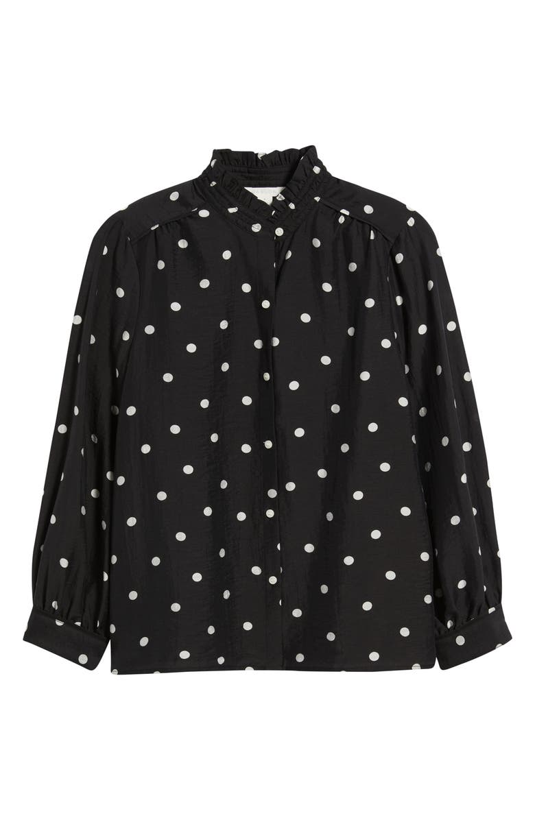 Caslon<sup>®</sup> Ruffle Button-Up Shirt, Alternate, color, Black- Ivory Disorderly Dot