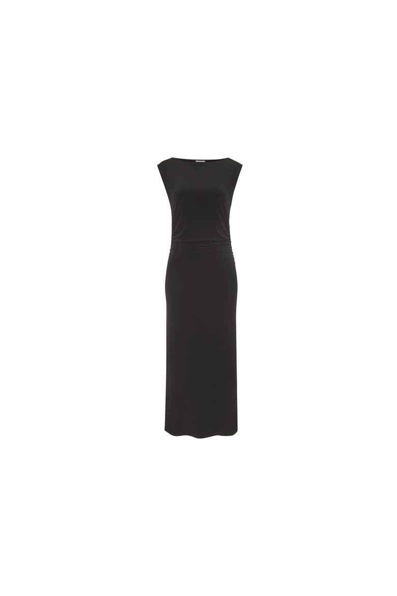 Boat Neck Fitted Maxi Dress, Alternate, color, Black