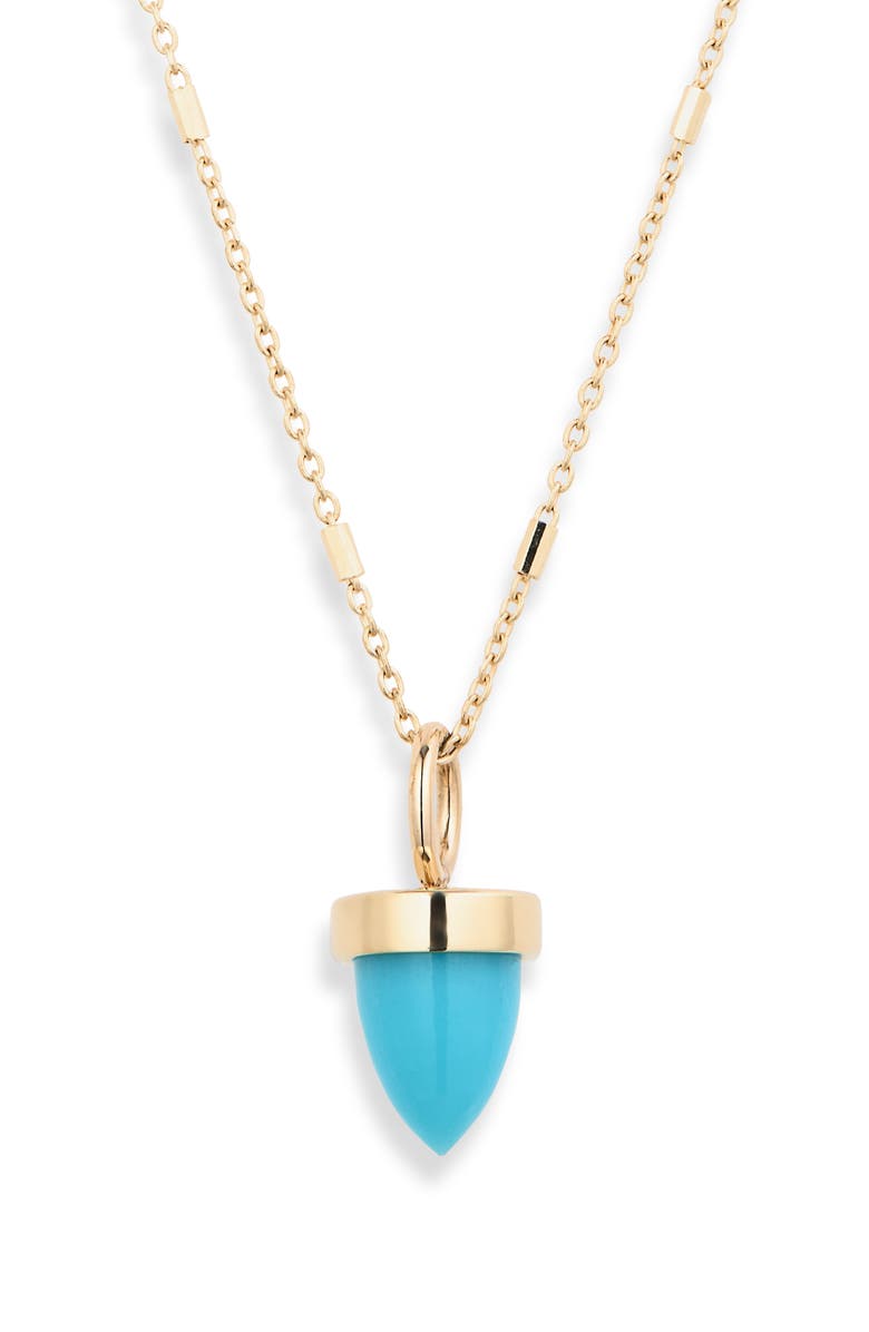 Zoë Chicco Turquoise Bullet Pendant Necklace, Main, color, 14K Yellow Gold / Turquoise