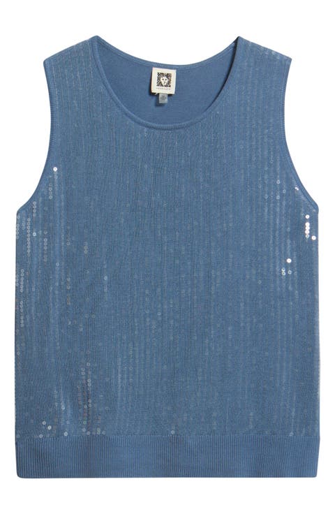 Sequined Crewneck Sweater Tank