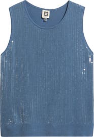 Anne Klein Sequined Crewneck Sweater Tank