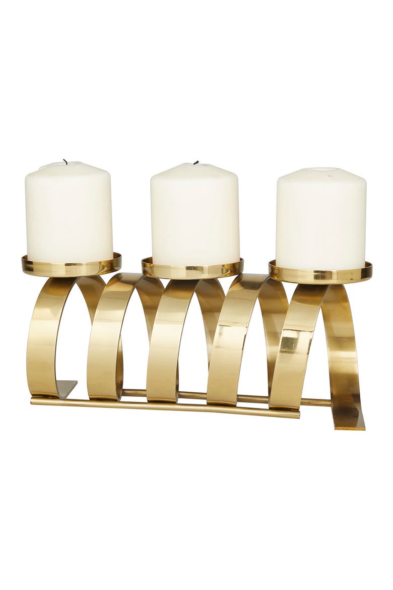 Goldtone Stainless Steel Contemporary Candle Holder, Alternate, color, GOLD