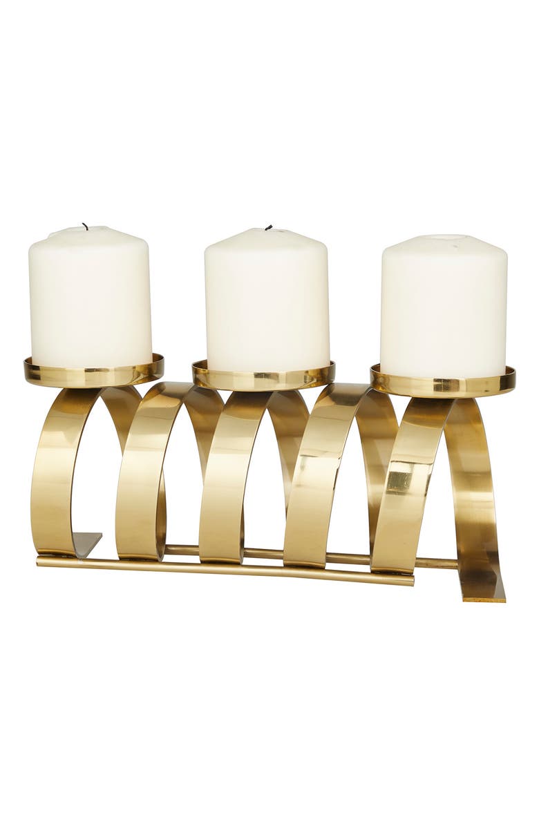 VIVIAN LUNE HOME Goldtone Stainless Steel Contemporary Candle Holder, Alternate, color, 