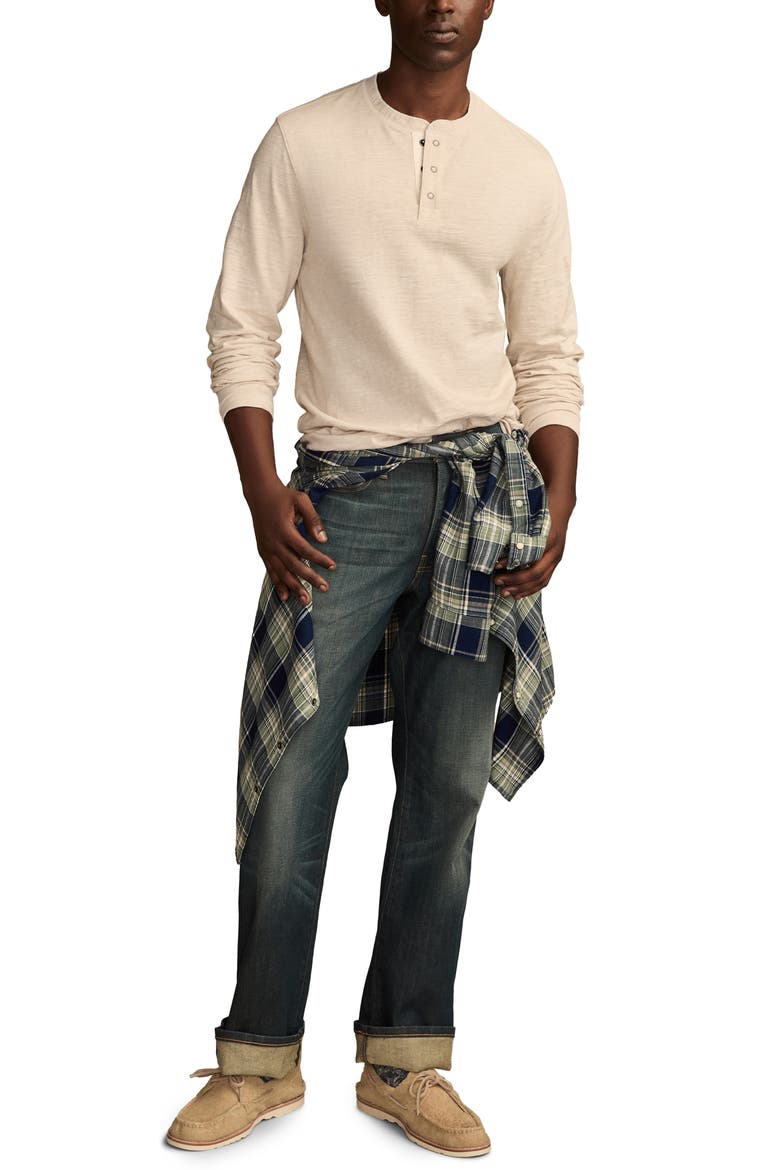 Slubbed Heather Cotton Henley, Alternate, color, HEATHER OAT
