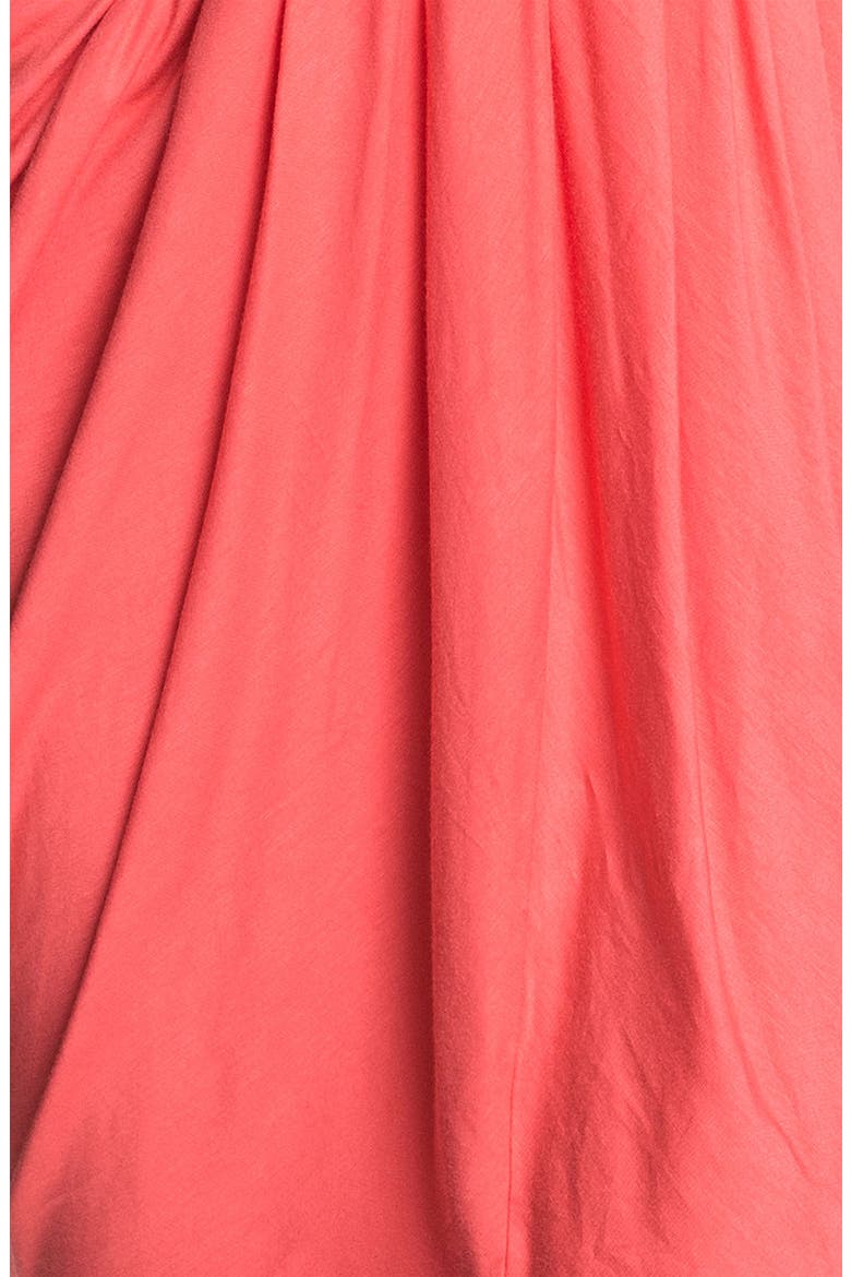 Faux Wrap Pleated Dress, Alternate, color, CORAL SPICE