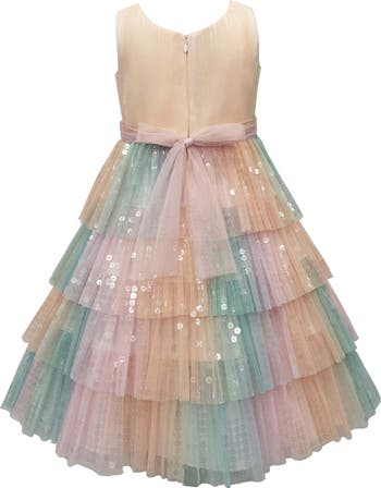 Kids' Ruffle Tiered Sequin Party Dress