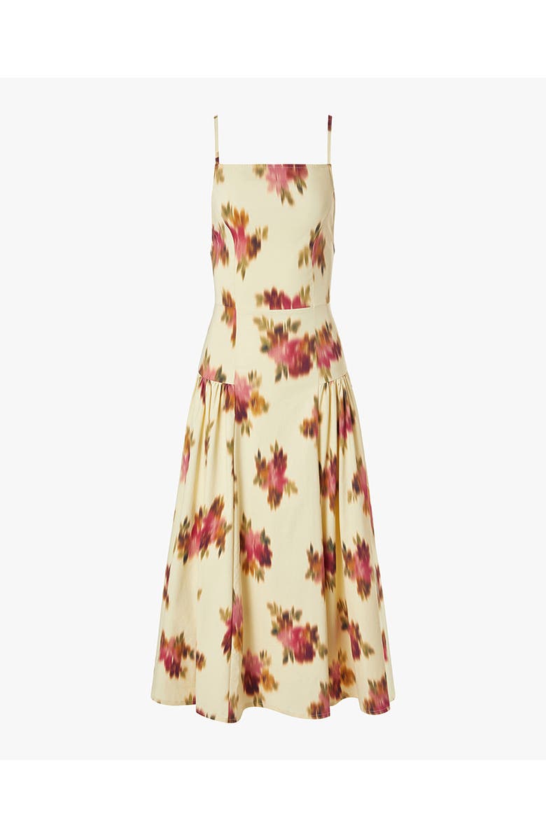 WeWoreWhat Blurred Floral Flare Panel Midi Dress, Alternate, color, Sand Multi