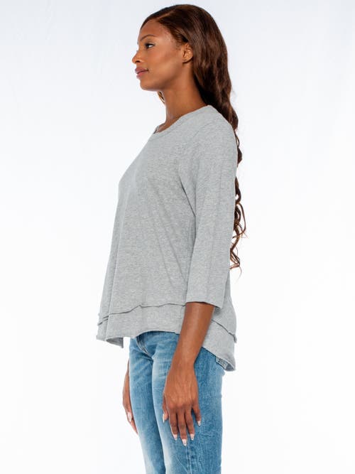Wilt Clothing Shrunken Crew 3/4 Sleeve Mock Layer Tee In Blue