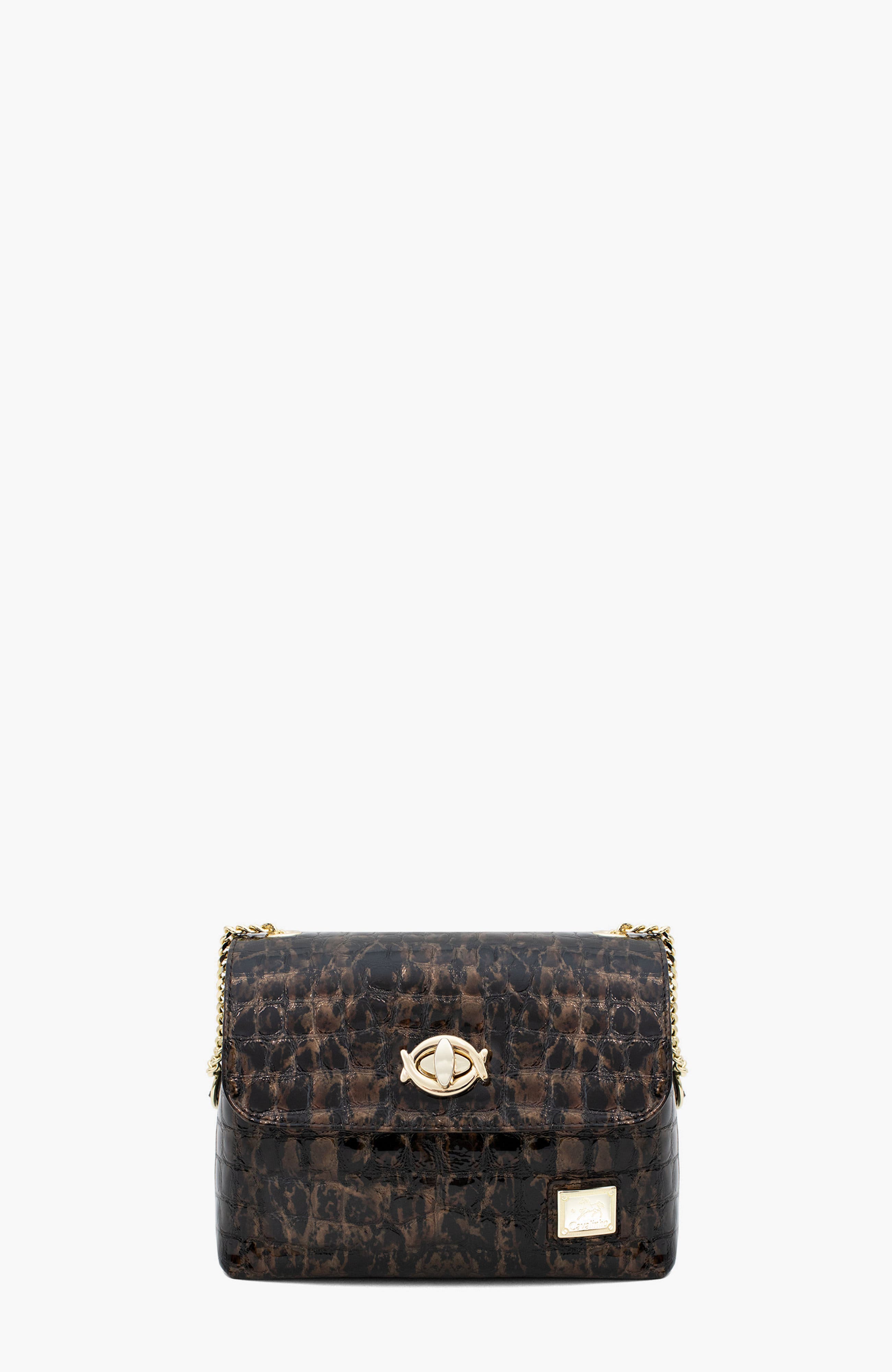 Gallop 536 Patent Leather Shoulder Bag, Main, color, Black / Brown