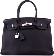 Pre-Owned Hermes Birkin Handbag Black Togo with Palladium Hardware 30