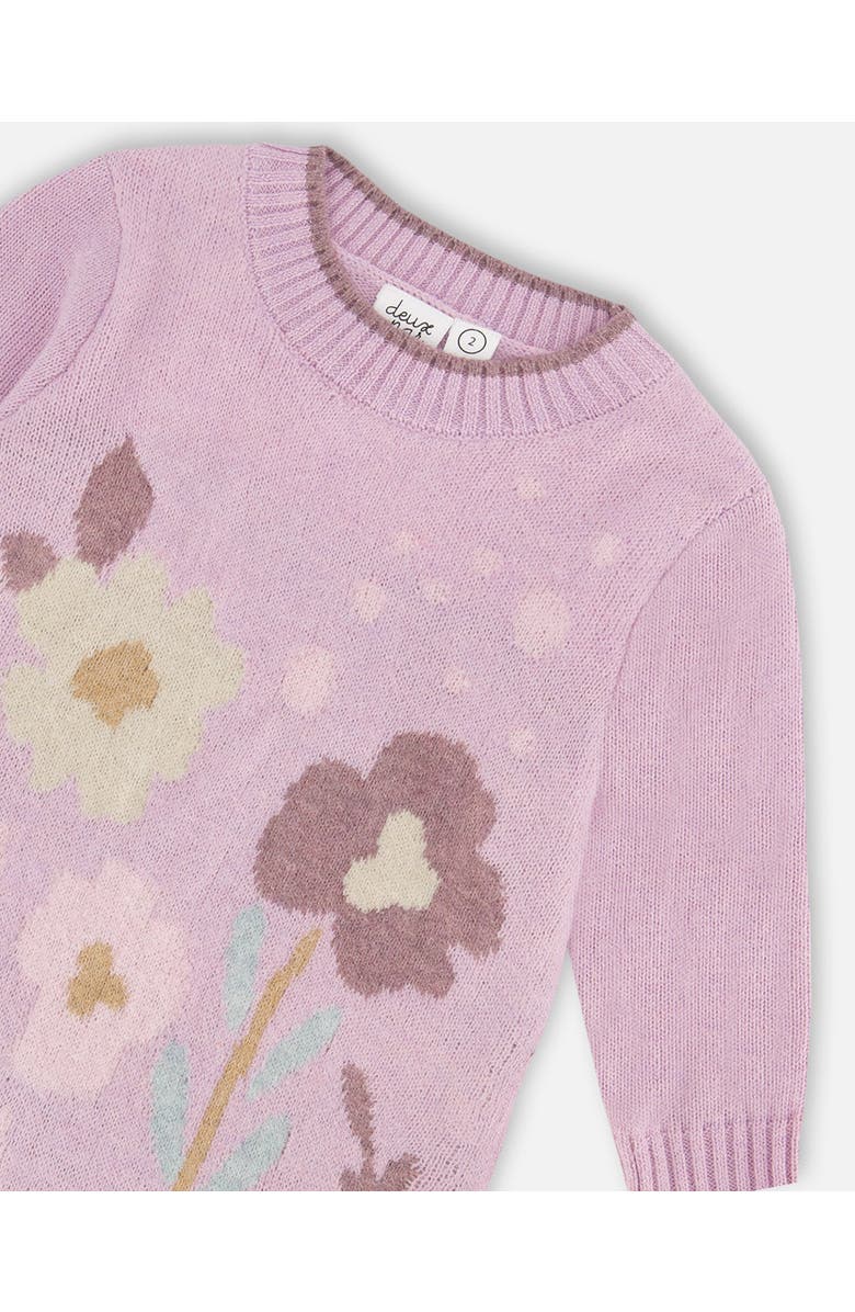 Deux par Deux Baby Girl's Knitted Dress With Flowers Lilac, Alternate, color, 