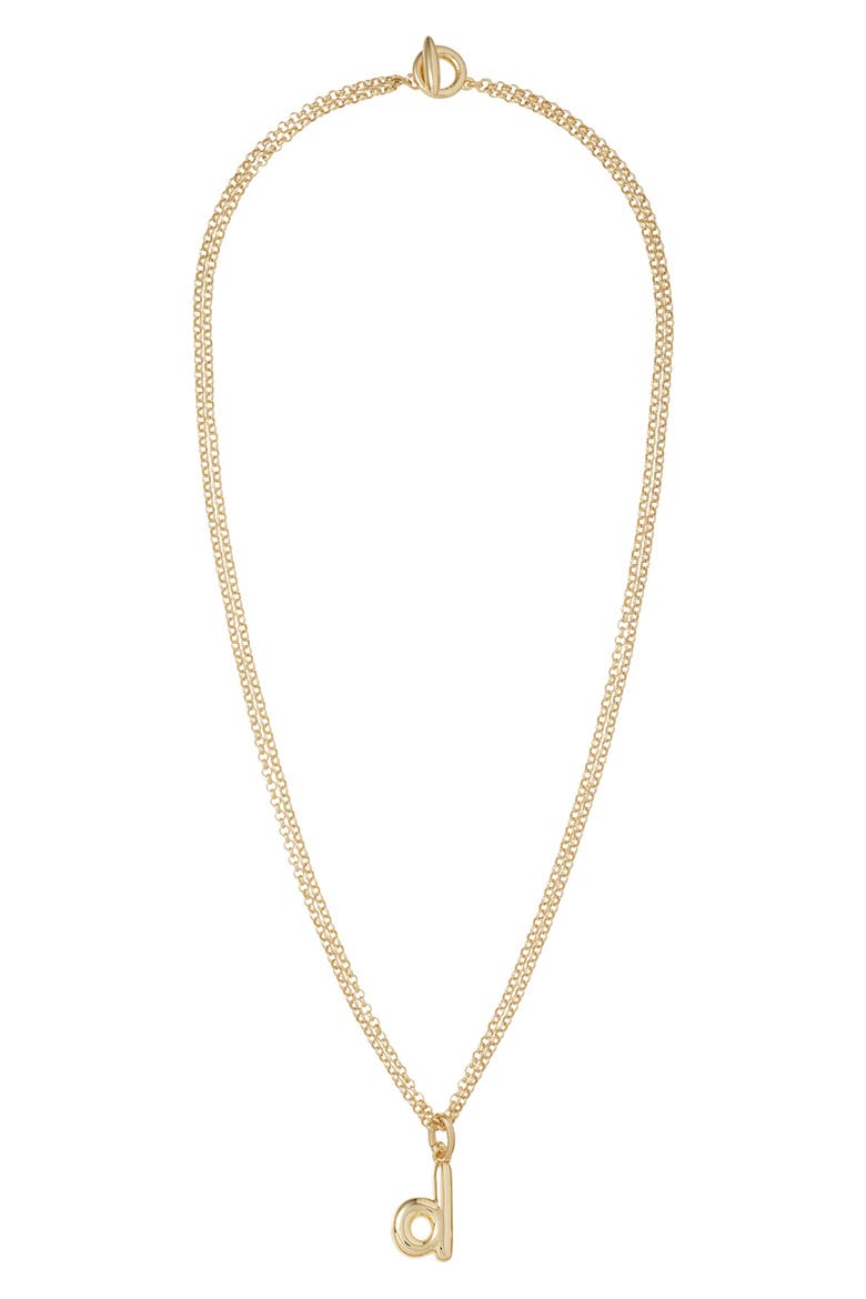 The Puffy Initial Pendant Necklace, Main, color, GOLD D