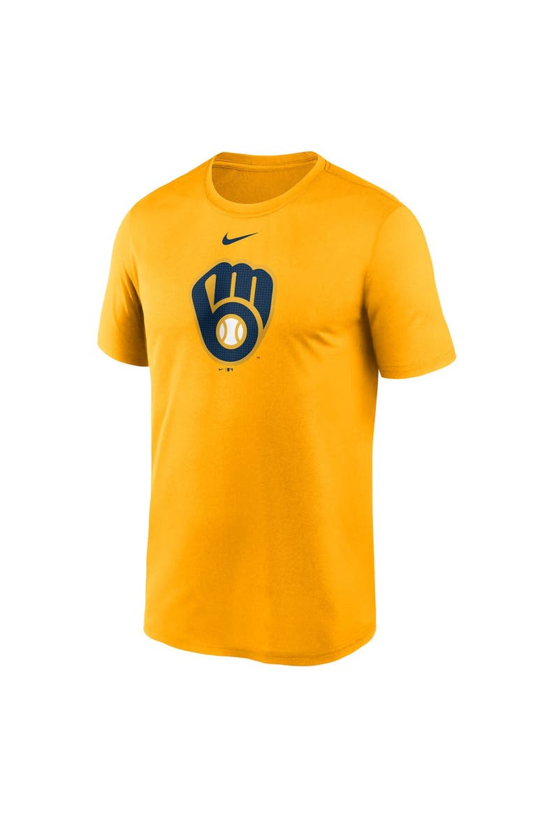 Men's Nike  Gold Milwaukee Brewers Legend Fuse Large Logo Performance T-Shirt, Alternate, color, Yellow