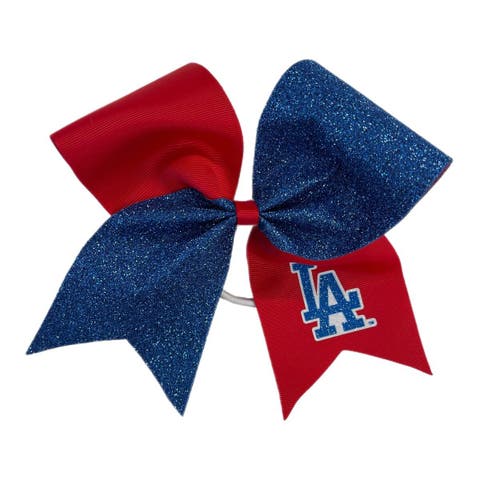Los Angeles Dodgers Jumbo Glitter Bow with Ponytail Holder