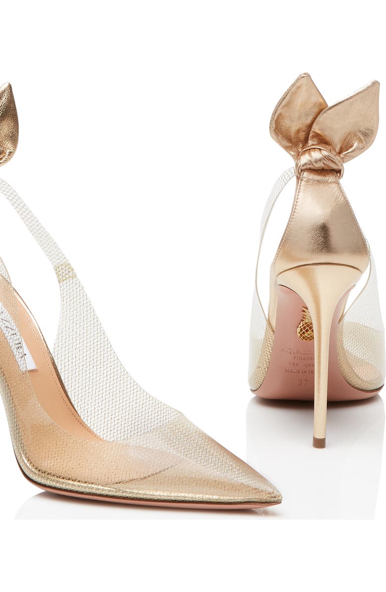 Aquazzura Bow Tie Clear Pointed Toe Pump, Alternate, color,