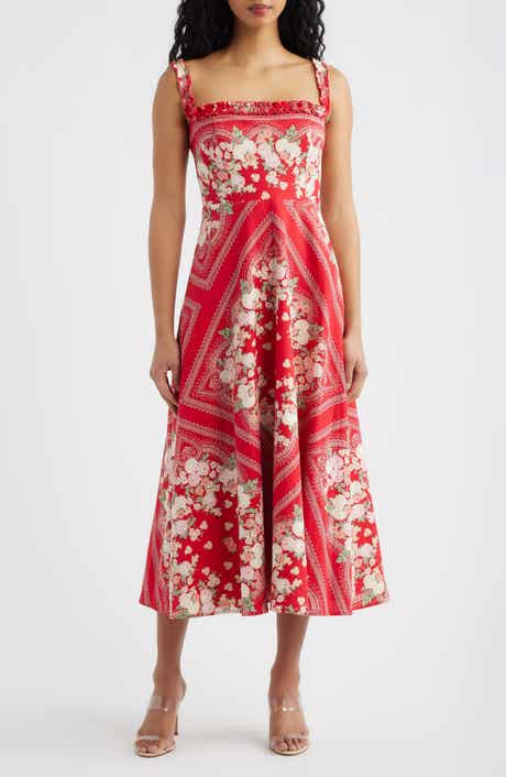 Arabella Floral Linen Blend Midi Dress