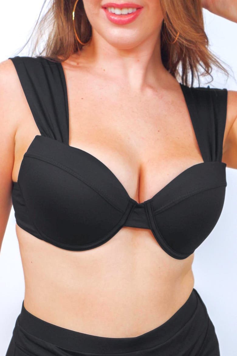 Olivia Underwire Bikini Top, Alternate, color, Black