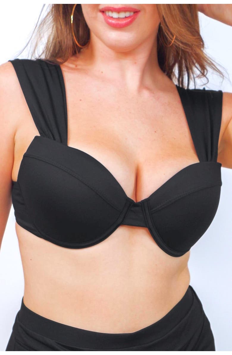 Mary Mercedes Olivia Underwire Bikini Top, Alternate, color, Black