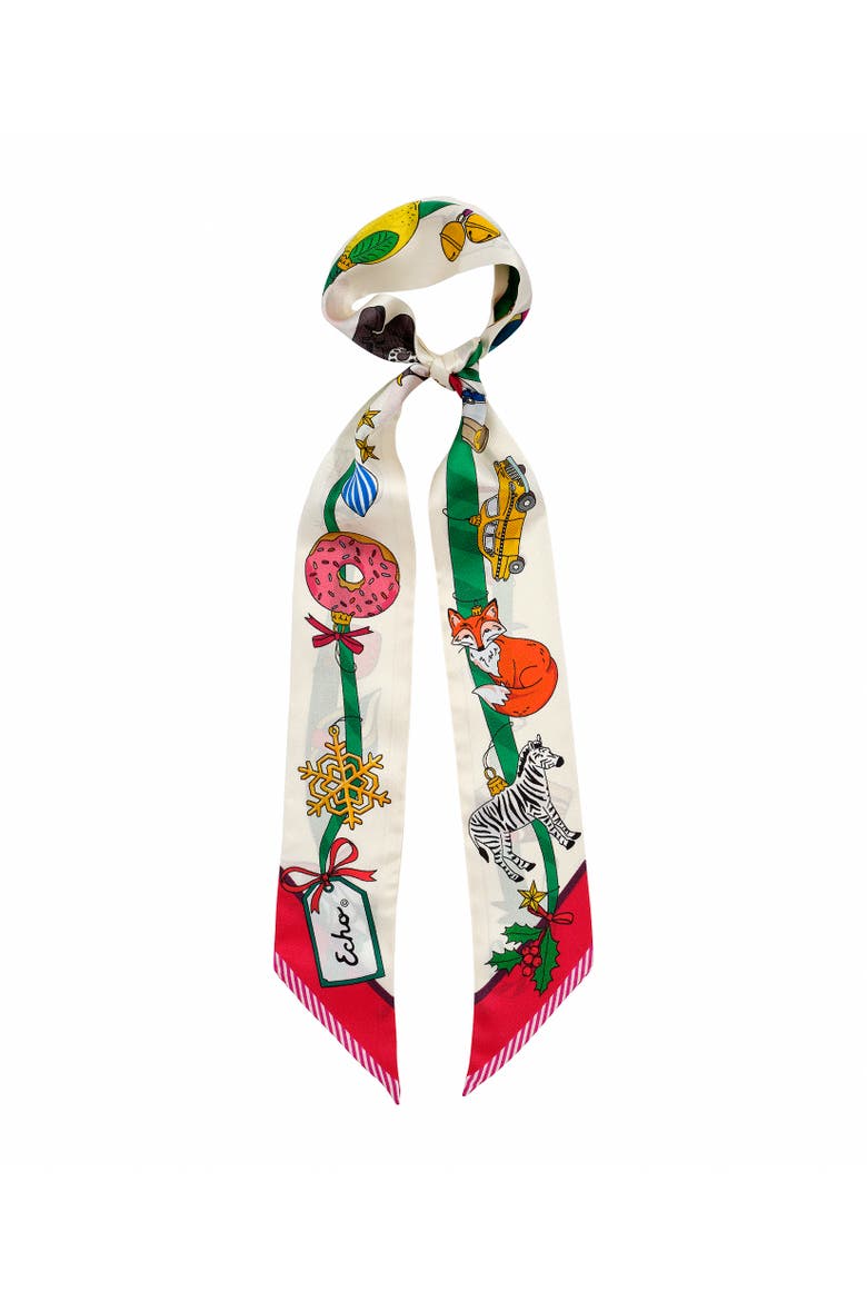 Ornament Collection Silk Ribbon Scarf, Main, color, Cream