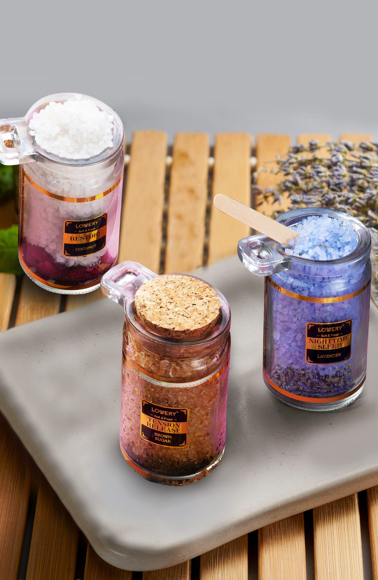 Lovery 6-Piece Bath Salts Gift Set with Natural Herbs and Essential Oils, Alternate, color, 