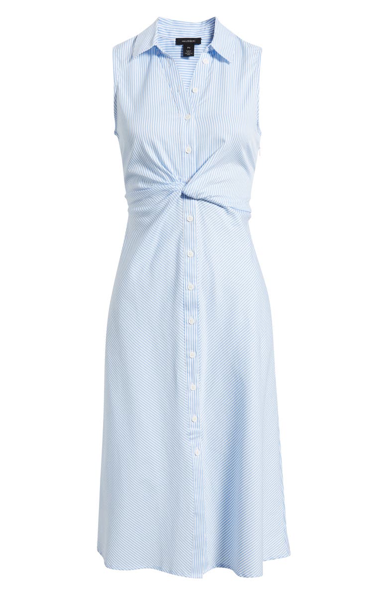 Halogen<sup>®</sup> Twist Detail Sleeveless Cotton Shirtdress, Main, color, Airy Blue