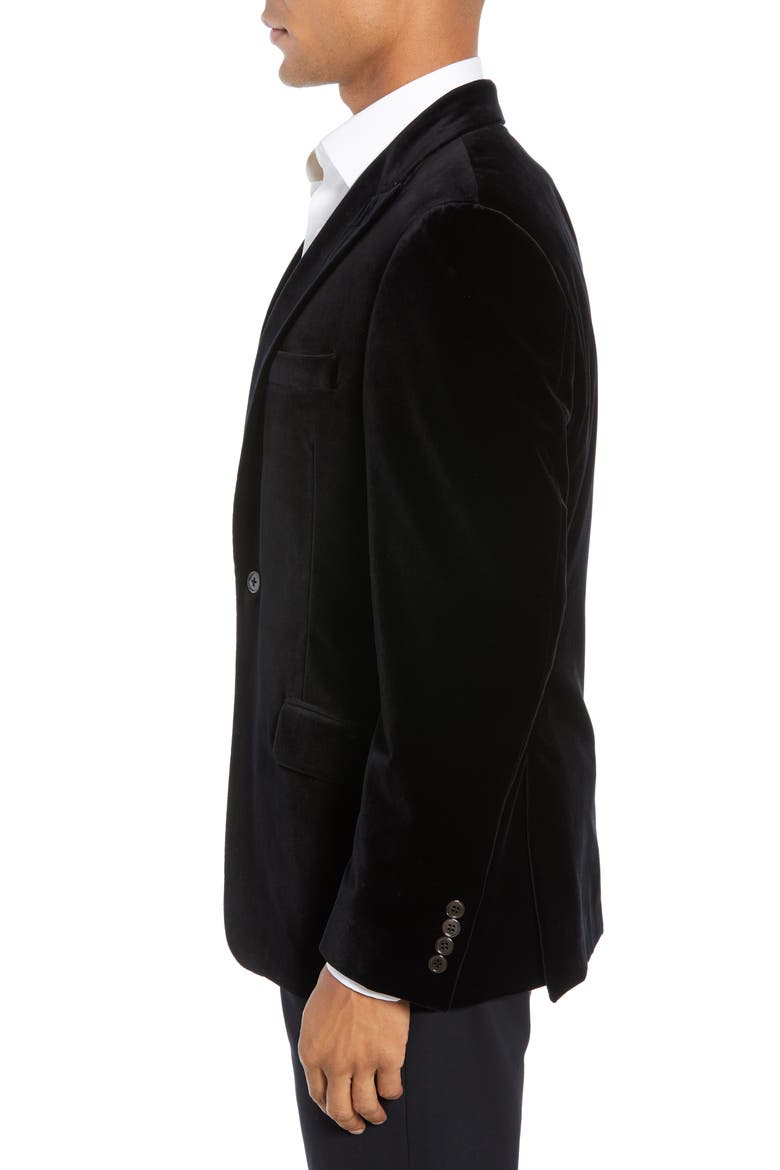 Classic Fit Stretch Cotton Velvet Dinner Jacket, Alternate, color, BLACK