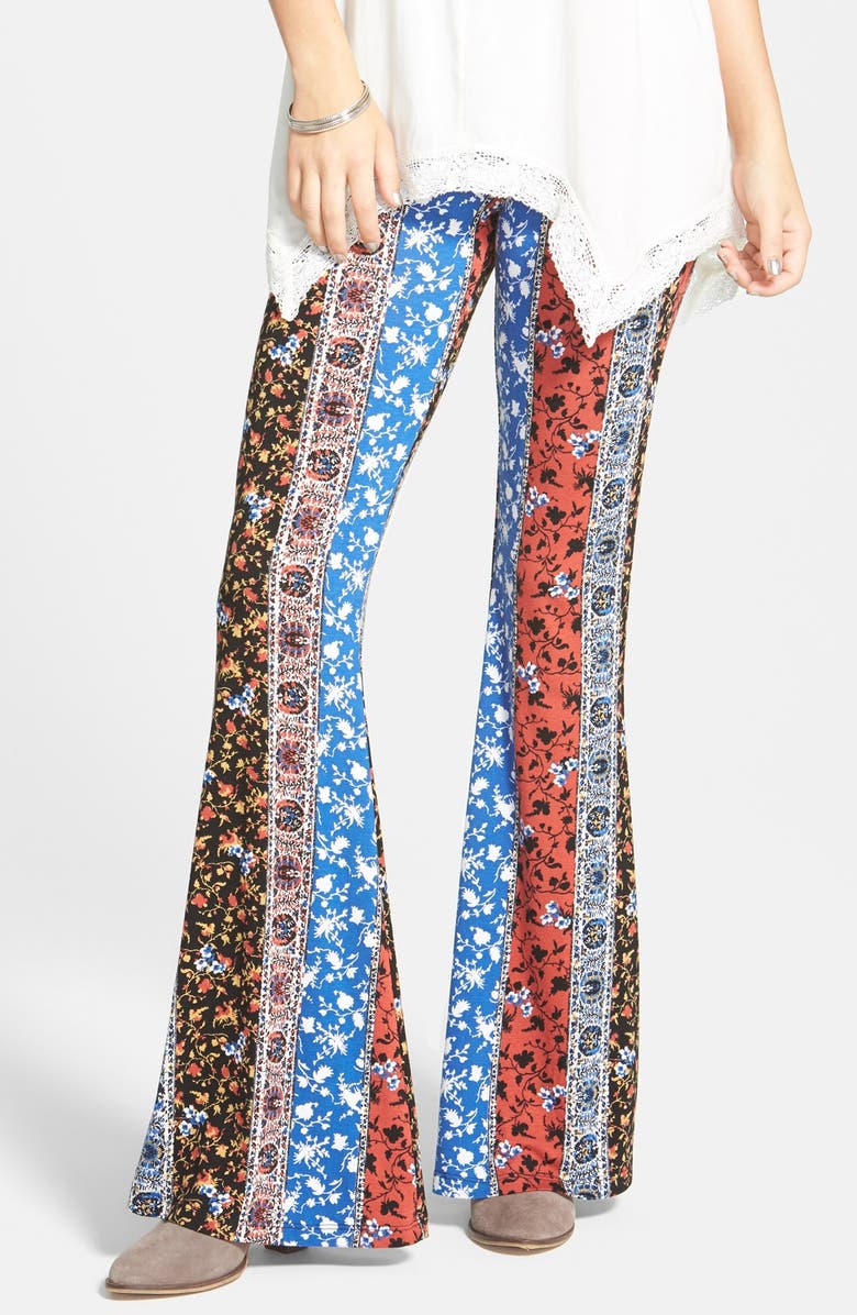 h.i.p. Mixed Print Flare Leg Pants, Main, color, 