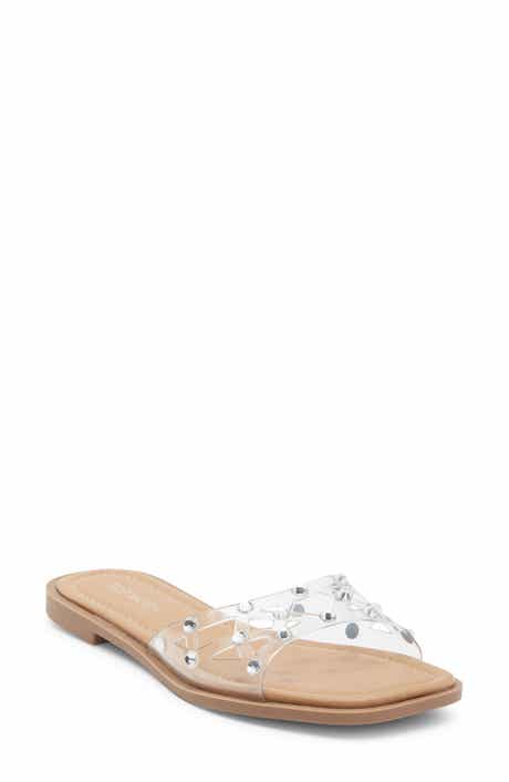 TOP MODA Zita Rhinestone Strap Slide Sandal